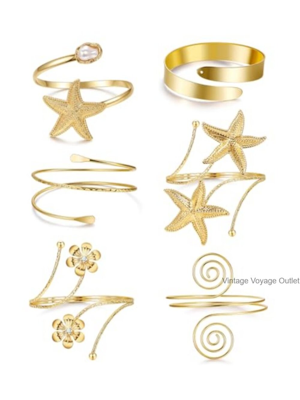 Bohemian Upper Arm Cuff Bracelet Set Adjustable Stackable Bangle
